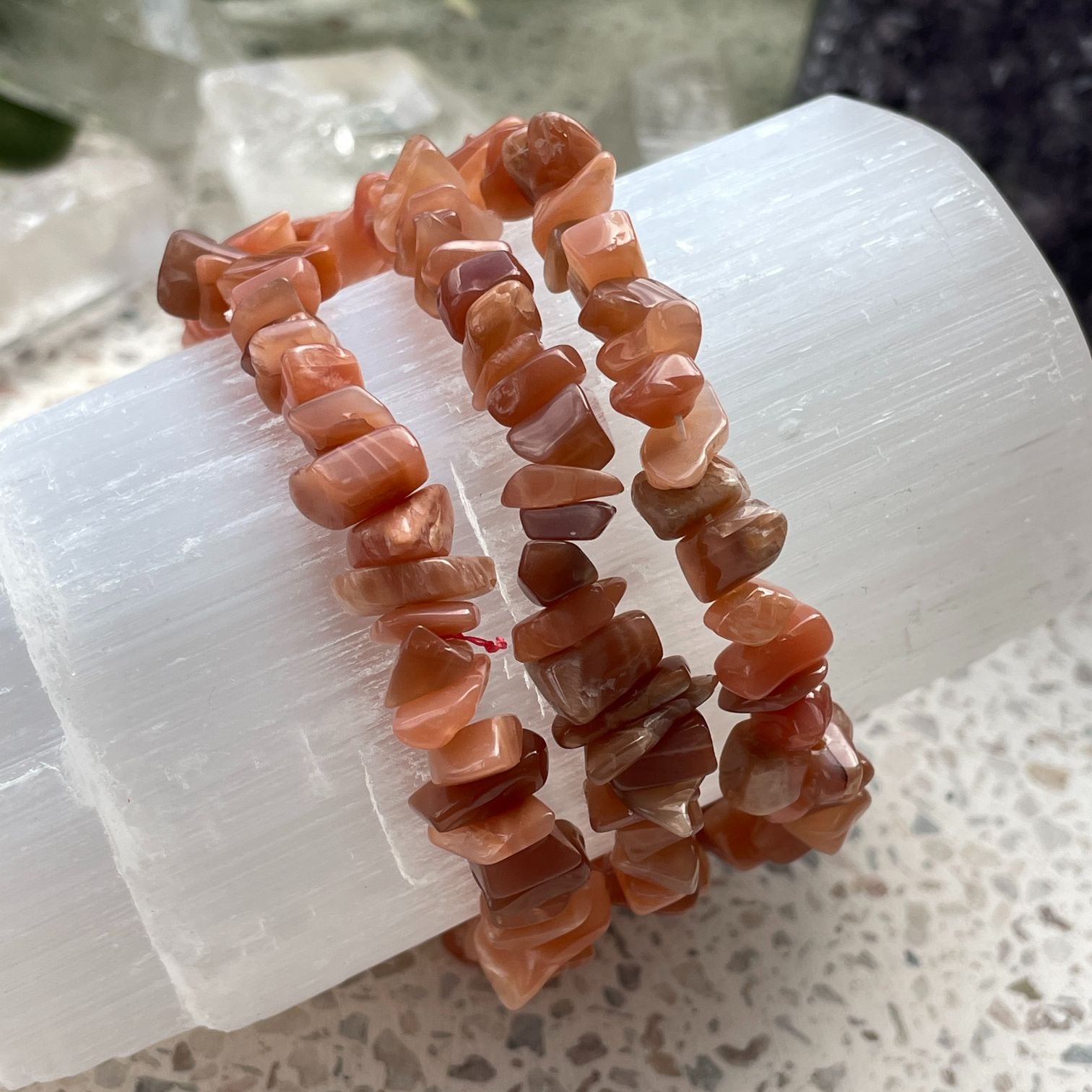 Peach Moonstone Chip Bracelet Peach Moonstone Chip Bracelet
